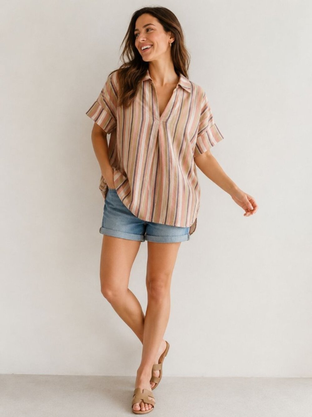 Madewell Womens Courier Striped Button-Back Oversized Shirt Multicolor Large